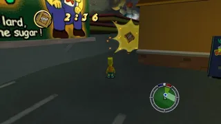 Bart eyeing a crate by the Kwik-E-Mart.