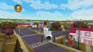 The Speed Rocket jumping through the air in an autumn themed version of Evergreen Terrace.