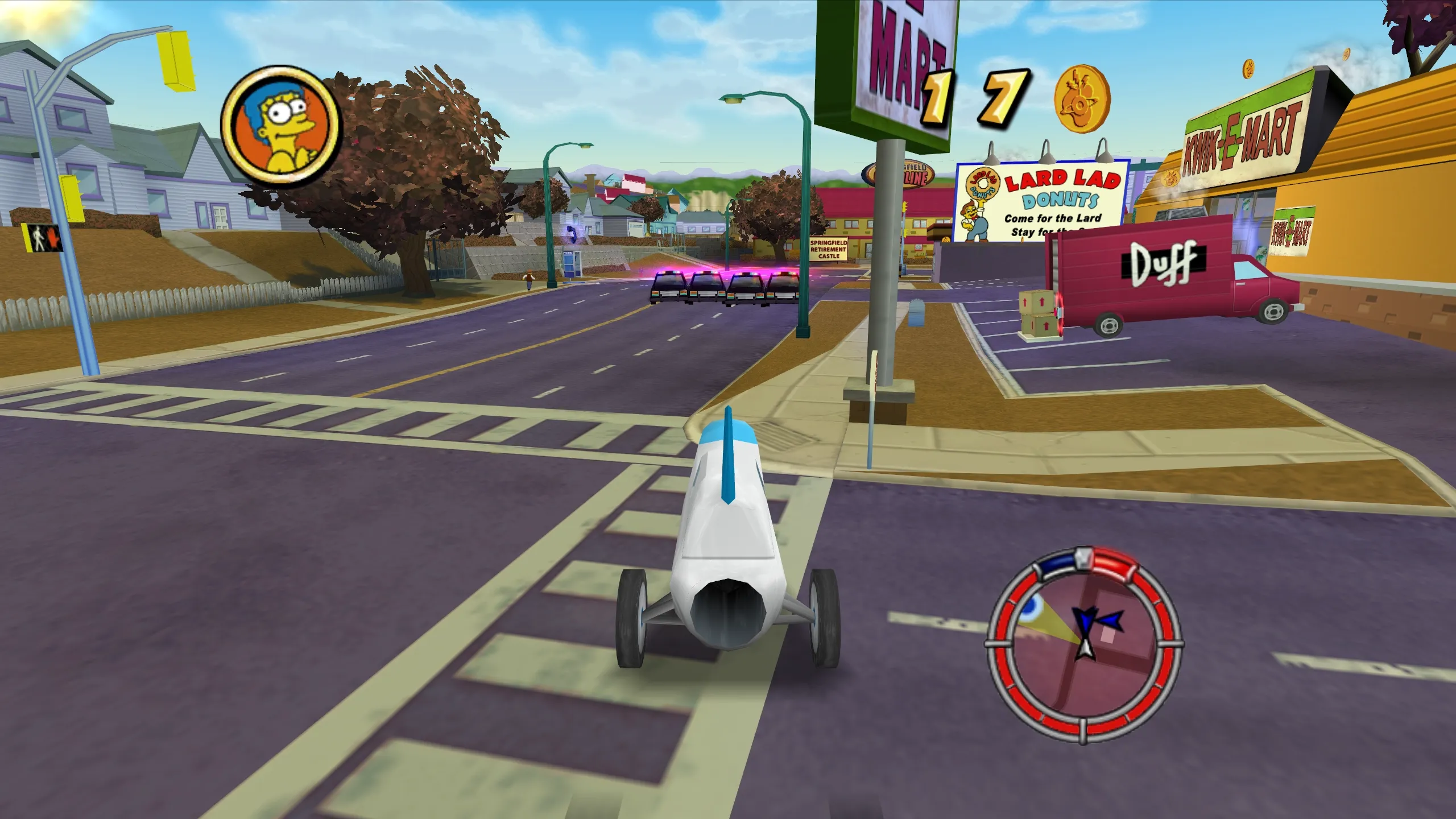 The Speed Rocket facing an onslaught of Hijacked Alien Police Cars during a Hit & Run.