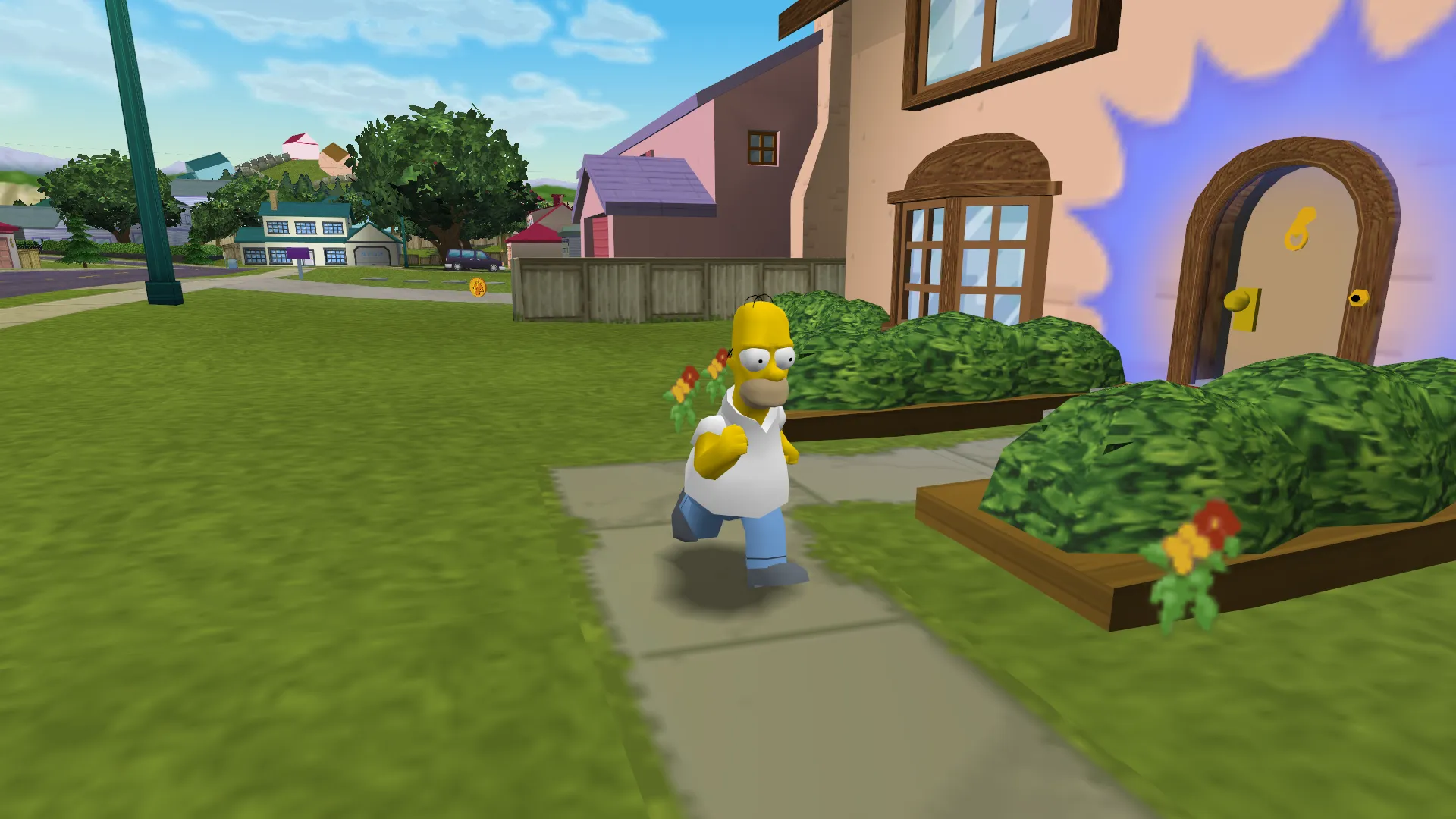 A screenshot of Homer running towards adventures.