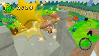 Captain Toad about to collect the Grand Star