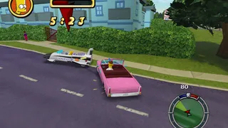 Bart Simpson, professional child, being vehicularly endangered by his father.