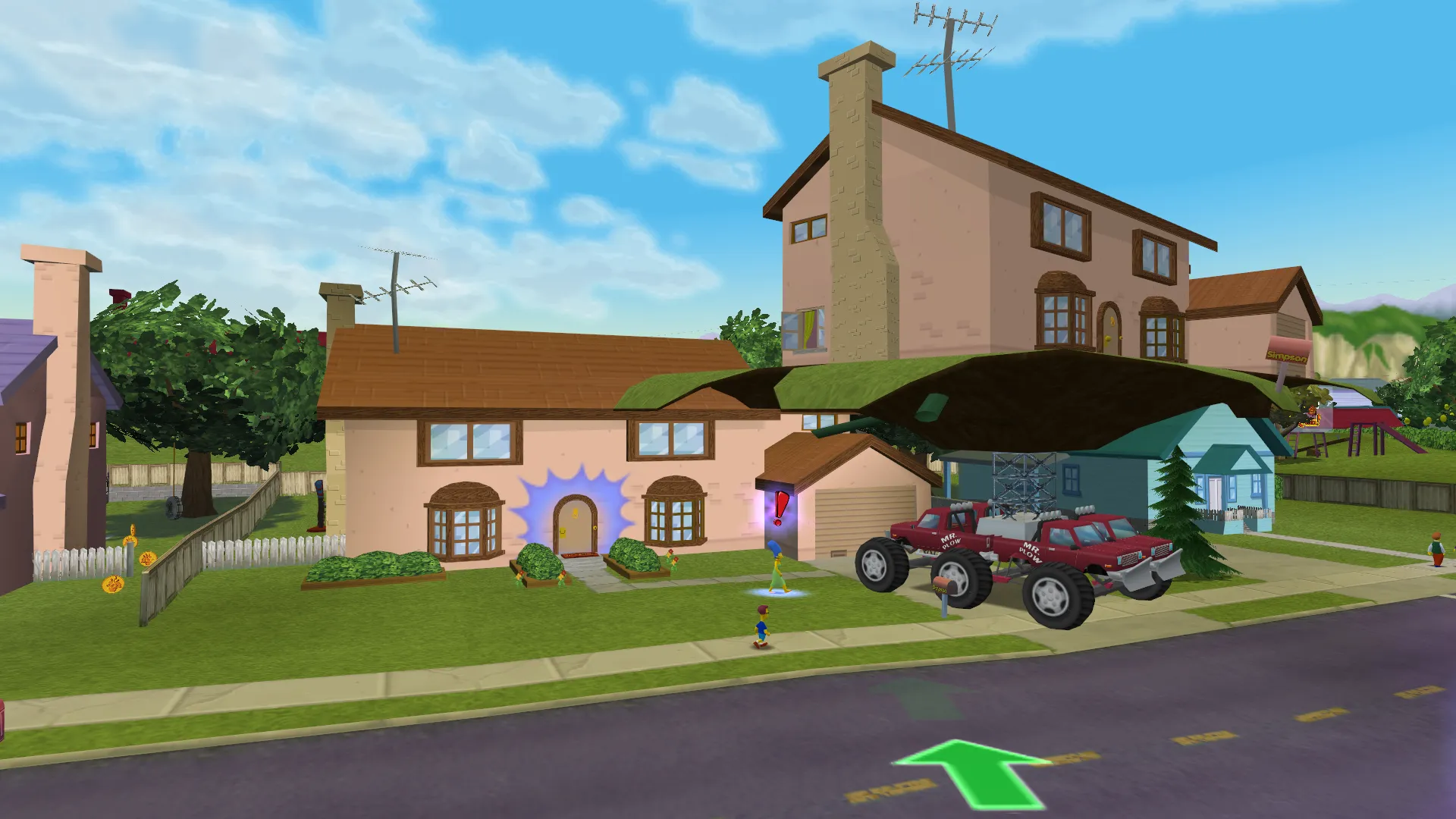 The Traveling House next to the Simpson house.