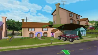 The Traveling House next to the Simpson house.