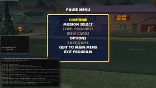 A screenshot showcasing both the built-in chat and console window