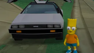 Bart with the DeLorean