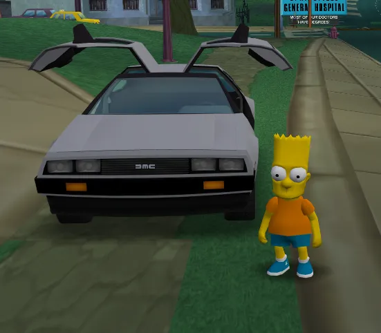 Bart with the DeLorean