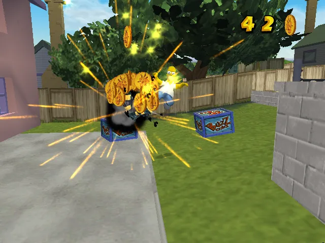 Homer destroying a Wasp Camera with a kick.