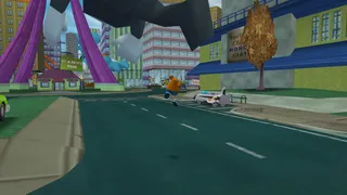 Invisible Bart jumping in the air neat the Sit-N-Rotate.