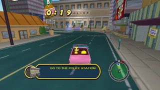 Cletus driving the car along with Bart and Lisa