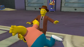 Rex Banner continuing his "interrogation" of Barney Gumble.