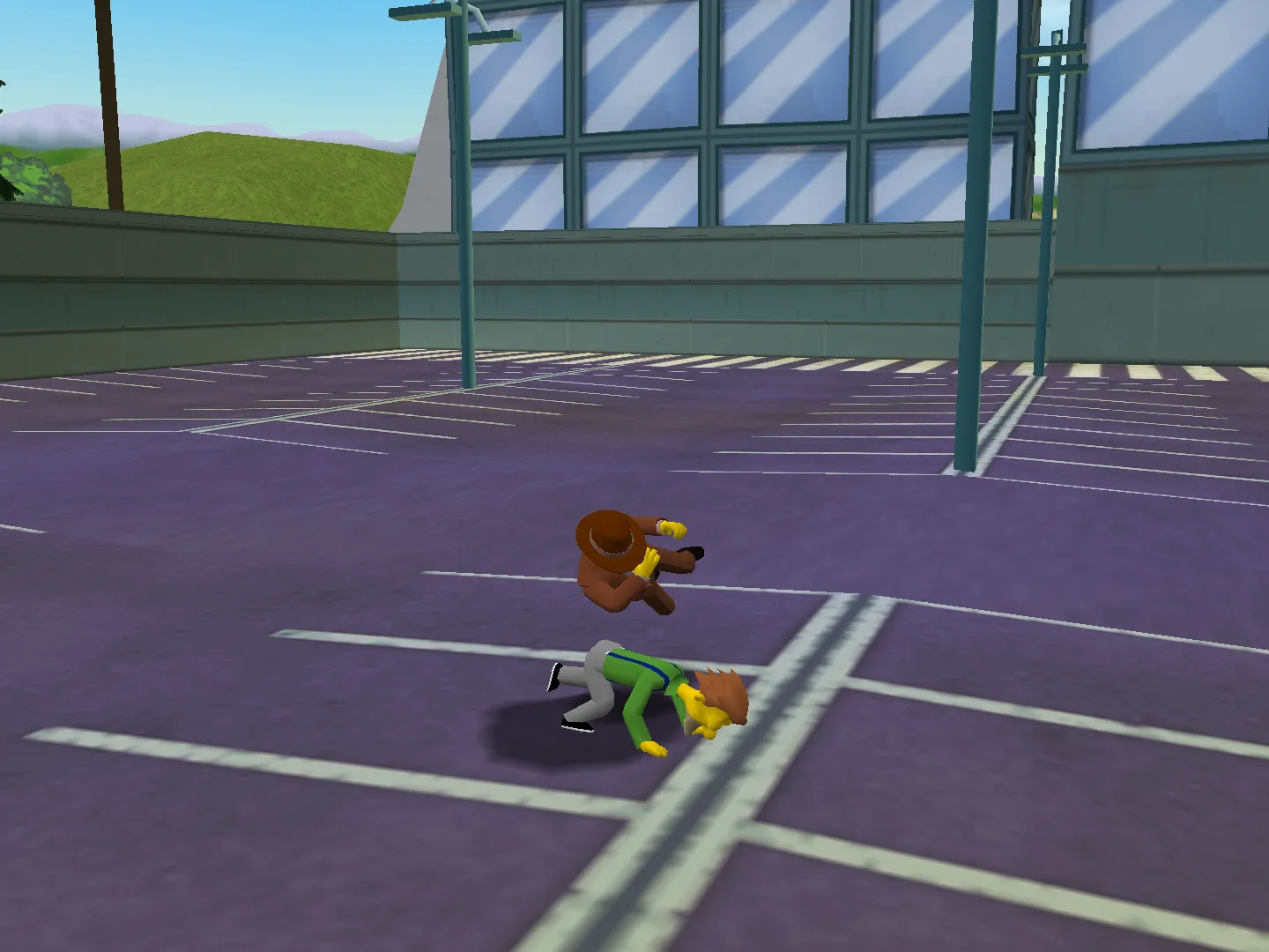 Rex Banner "interrogating" Lenny Leonard for information on the Beer Baron. The camera operator has begun to back away in terror.