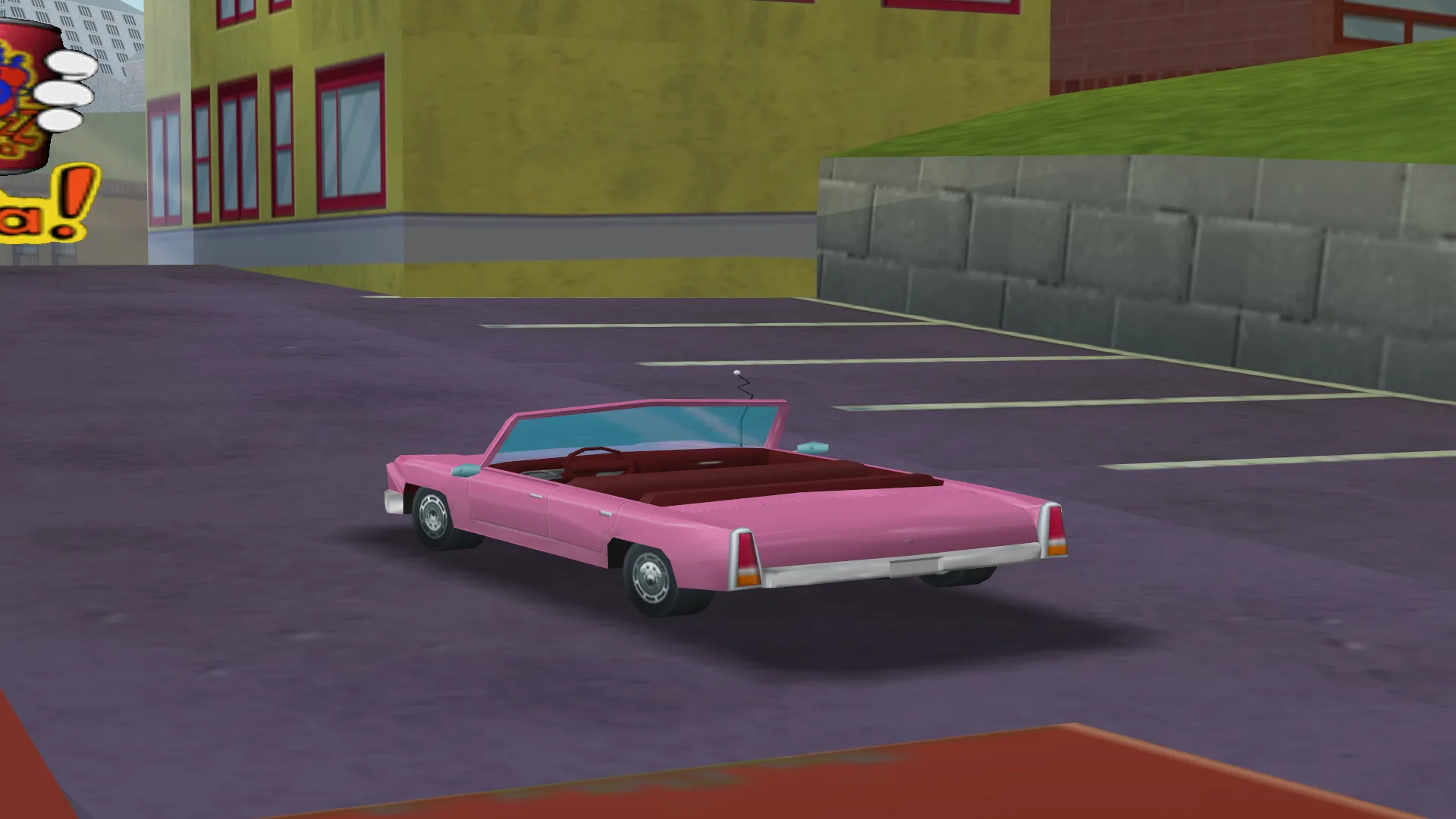 The rear of the bouncy sedan