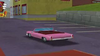 The rear of the bouncy sedan