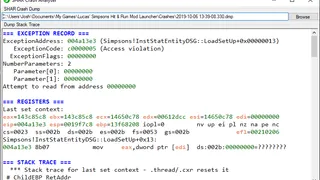 A screenshot of the tool after opening a crash dump