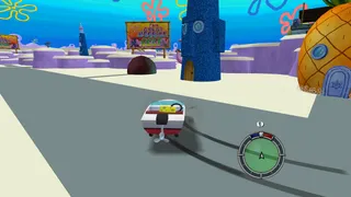 SpongeBob driving around Conch Street