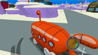 SpongeBob driving the bus around.