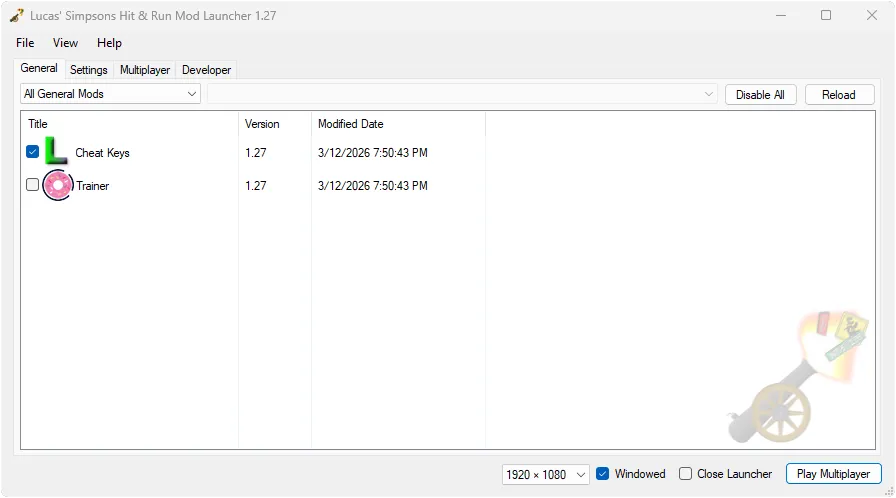 The main window listing a few Donut Team mods.