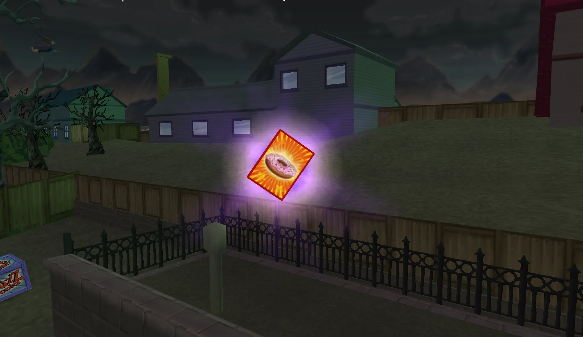 The Soul Donut card floating above Flanders' bomb shelter.