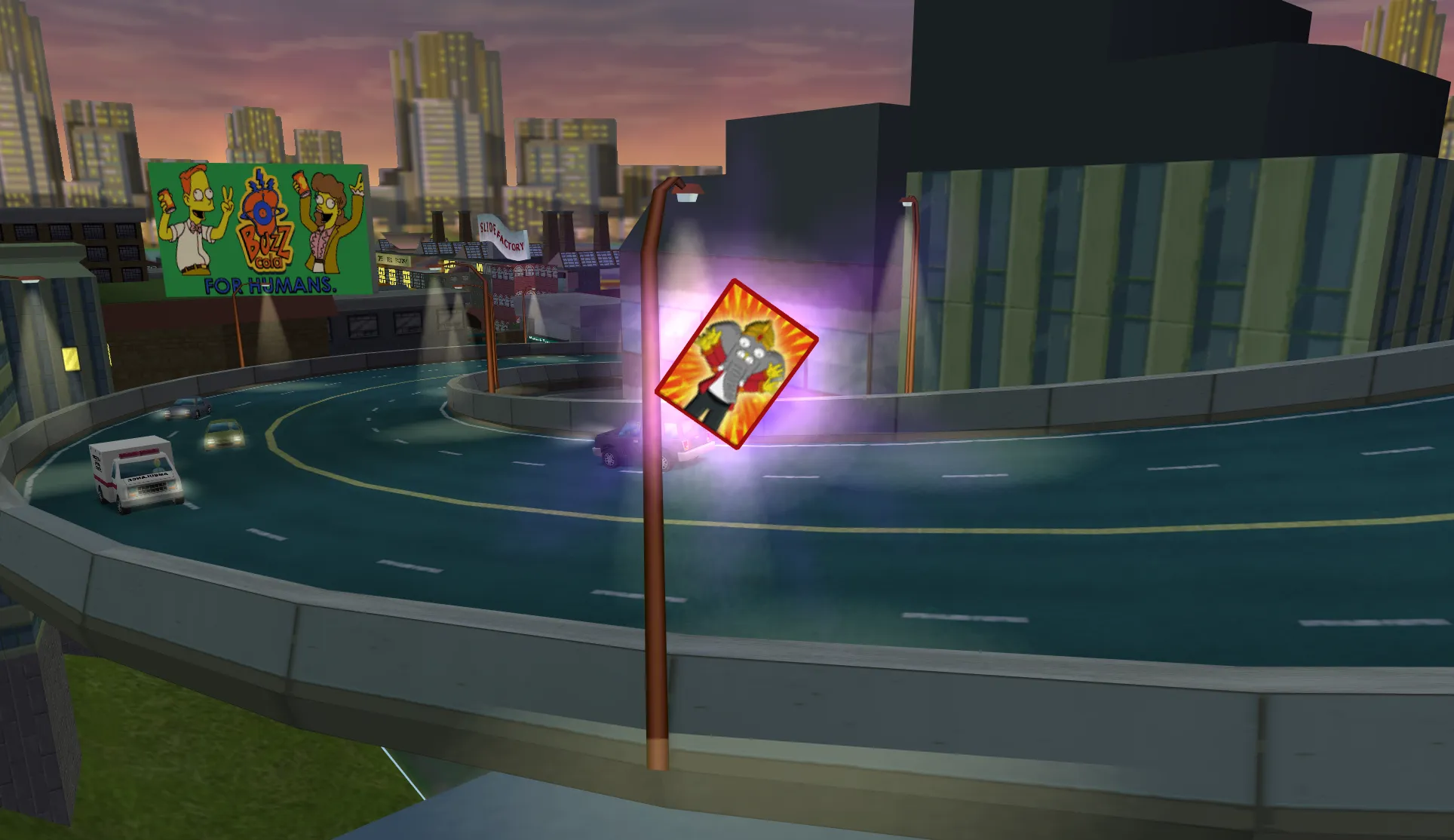 The Ganesh Costume card floating in the air near the Matlock Expressway.