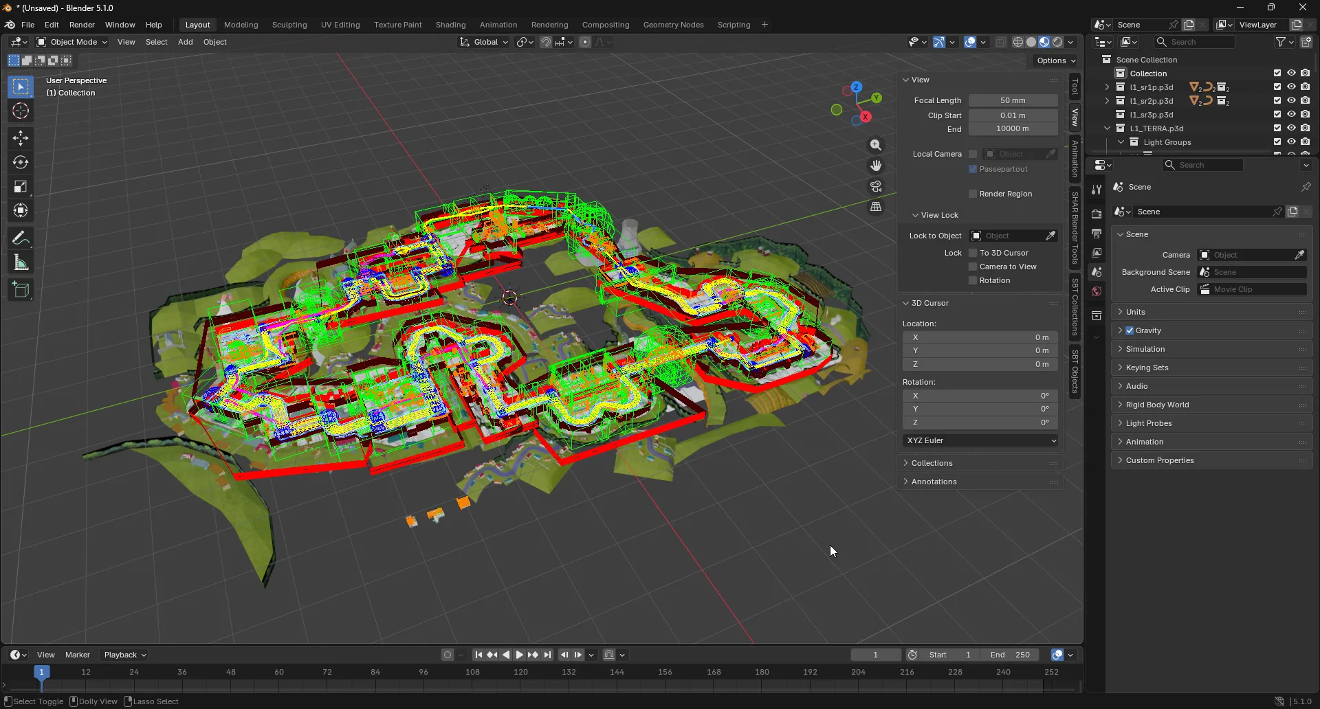 Level 1 imported into Blender.