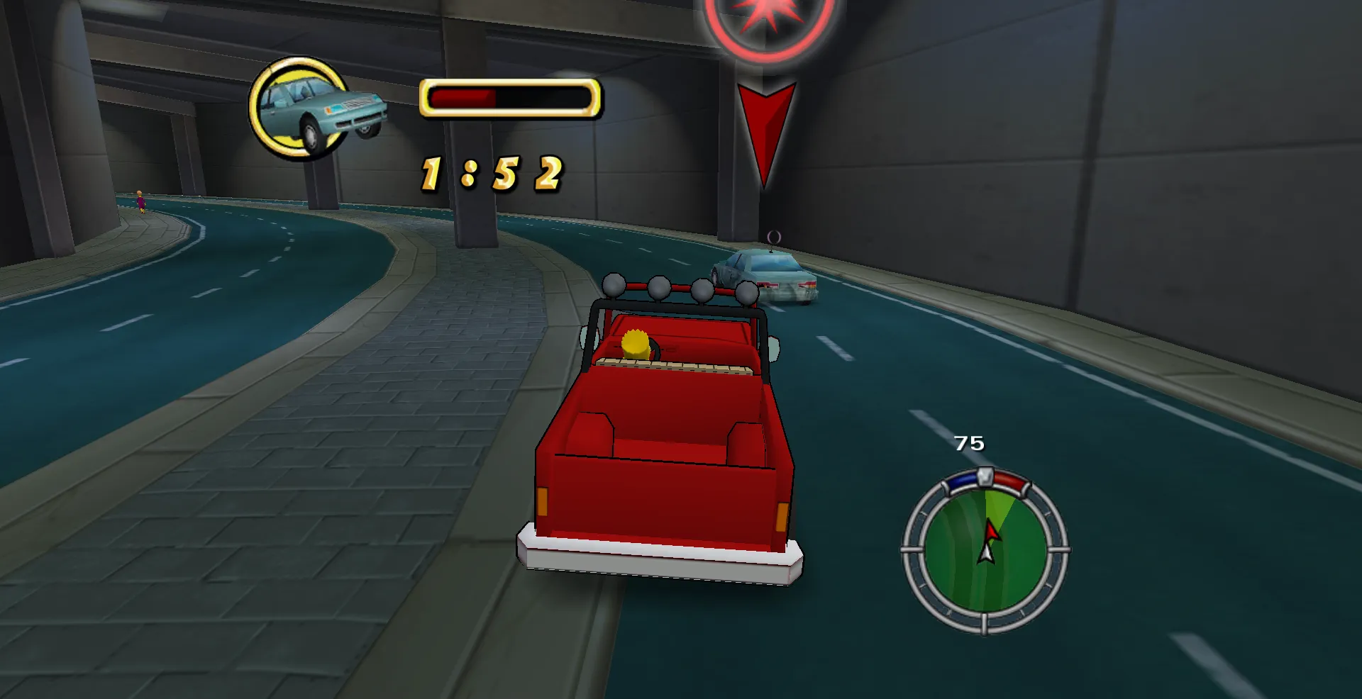 Bart using Mr. Plow to deal with a Cell Phone user's car