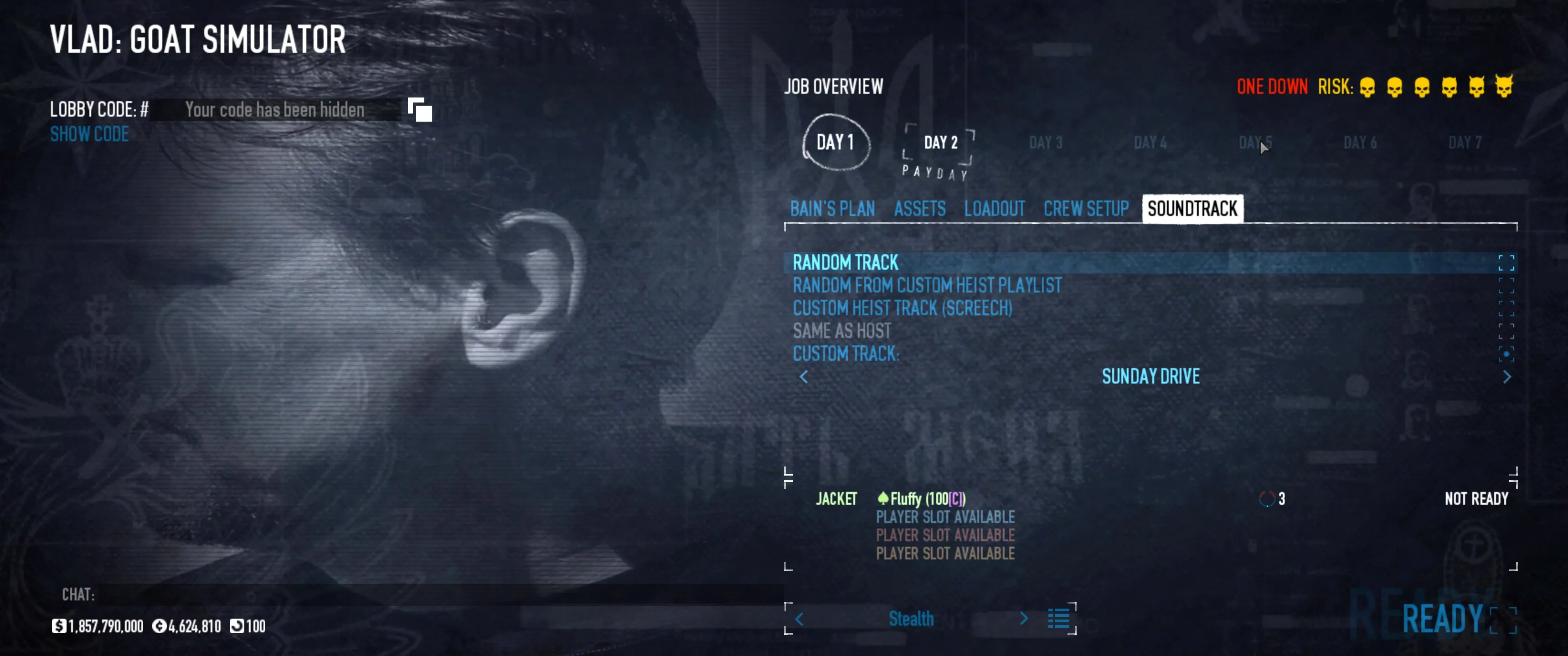 Showing "Sunday Drive" in the Heist Jukebox Selector