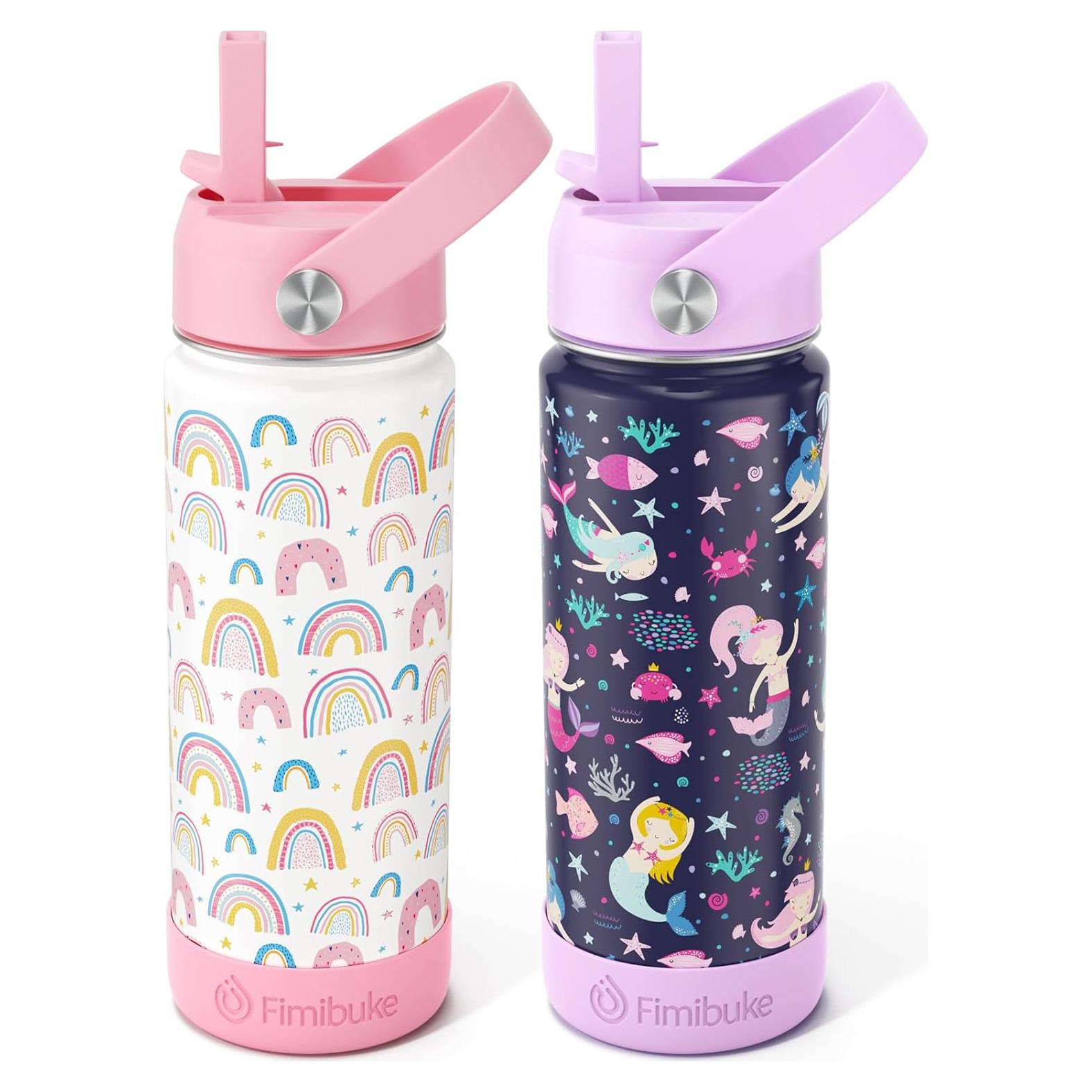 Botella de Agua Aislada Fimibuke 0.45L para Niños Arcoíris