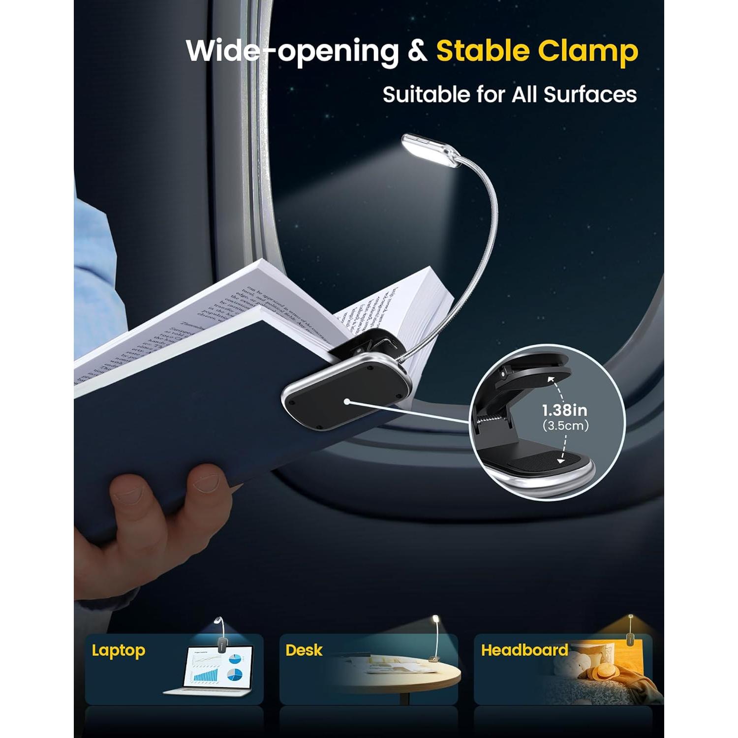 Luz de Libro Glocusent Posh Premium Recargable 16 LED 160hrs