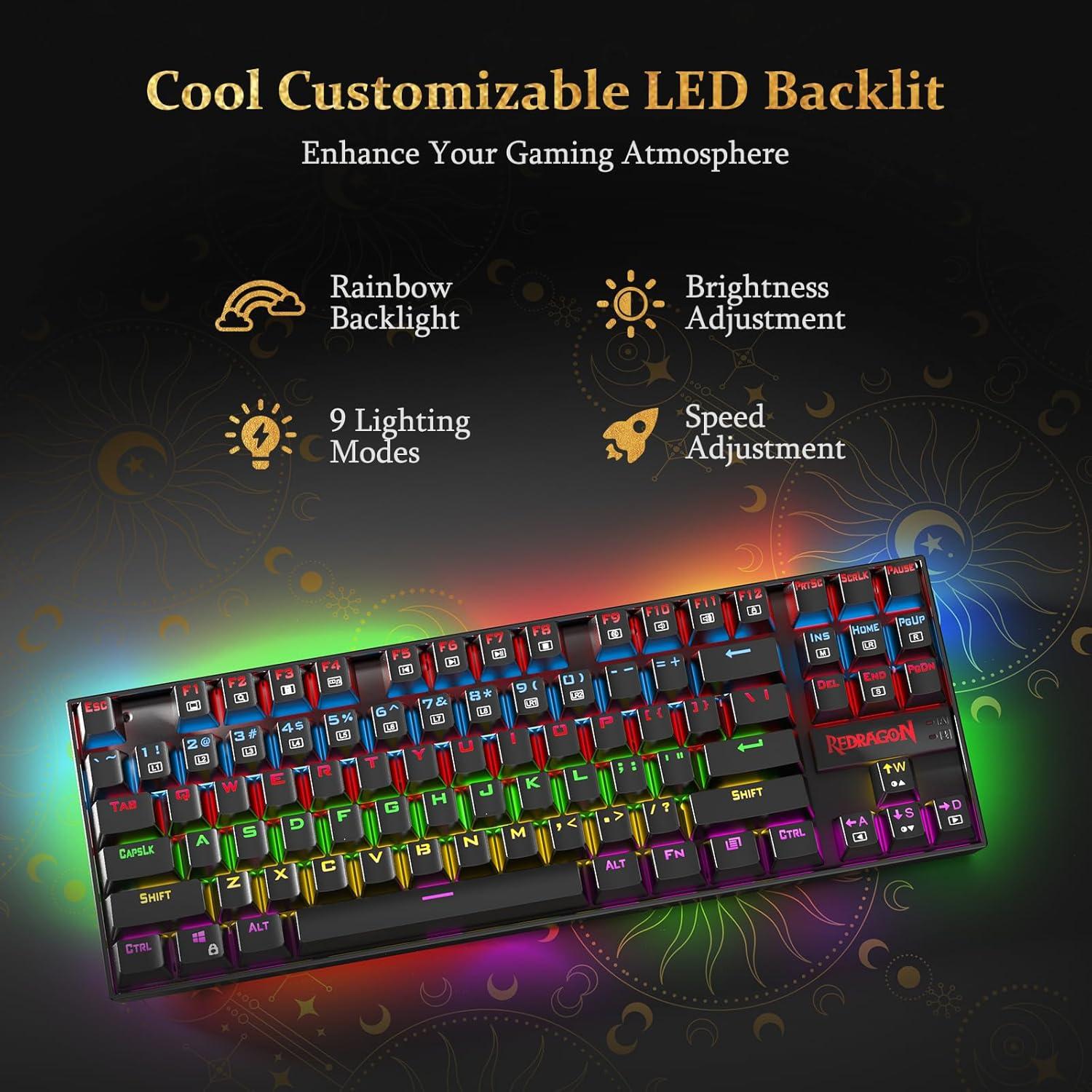 Teclado Mecánico Redragon K552 LED 87 Teclas Anti-ghosting