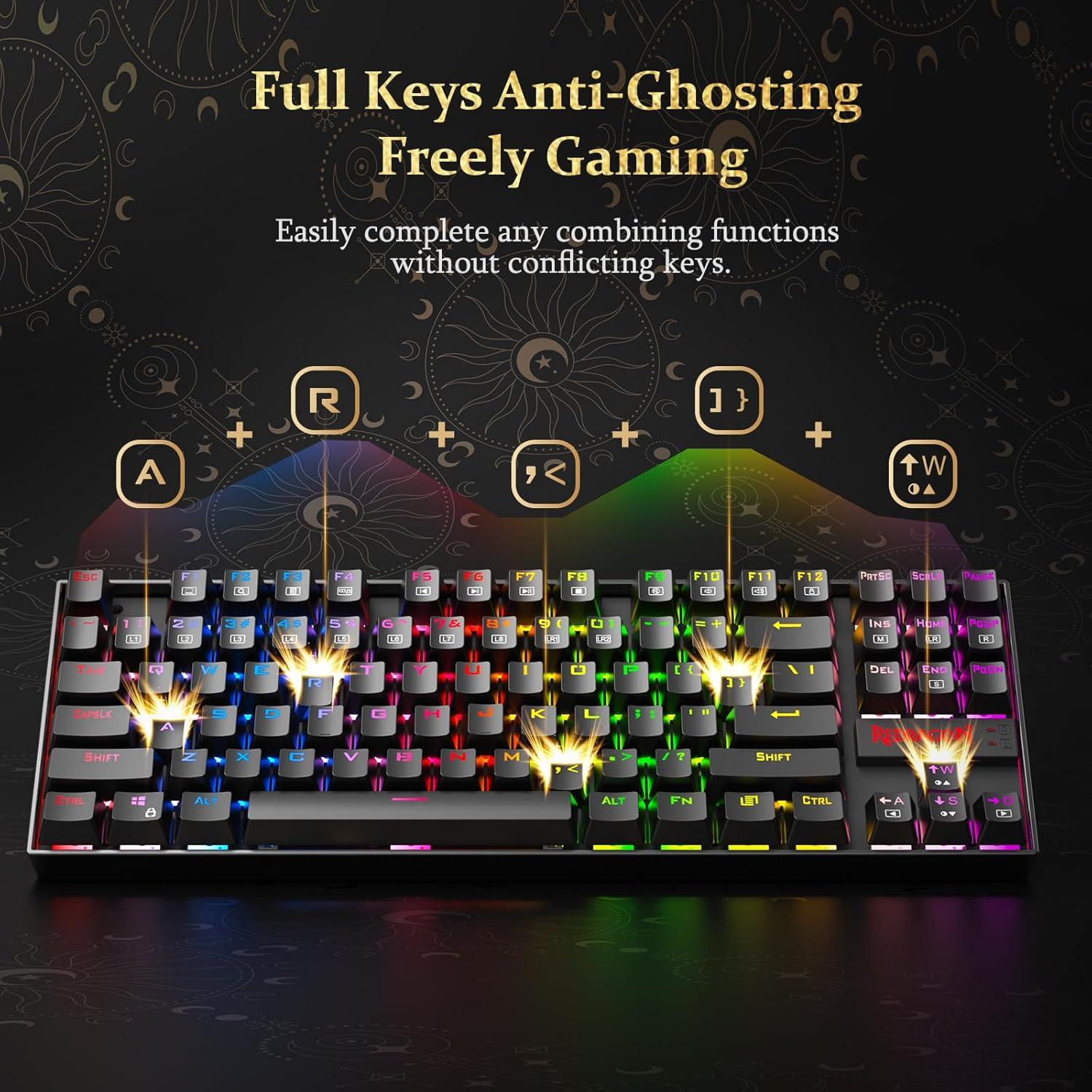 Teclado Mecánico Redragon K552 LED 87 Teclas Anti-ghosting