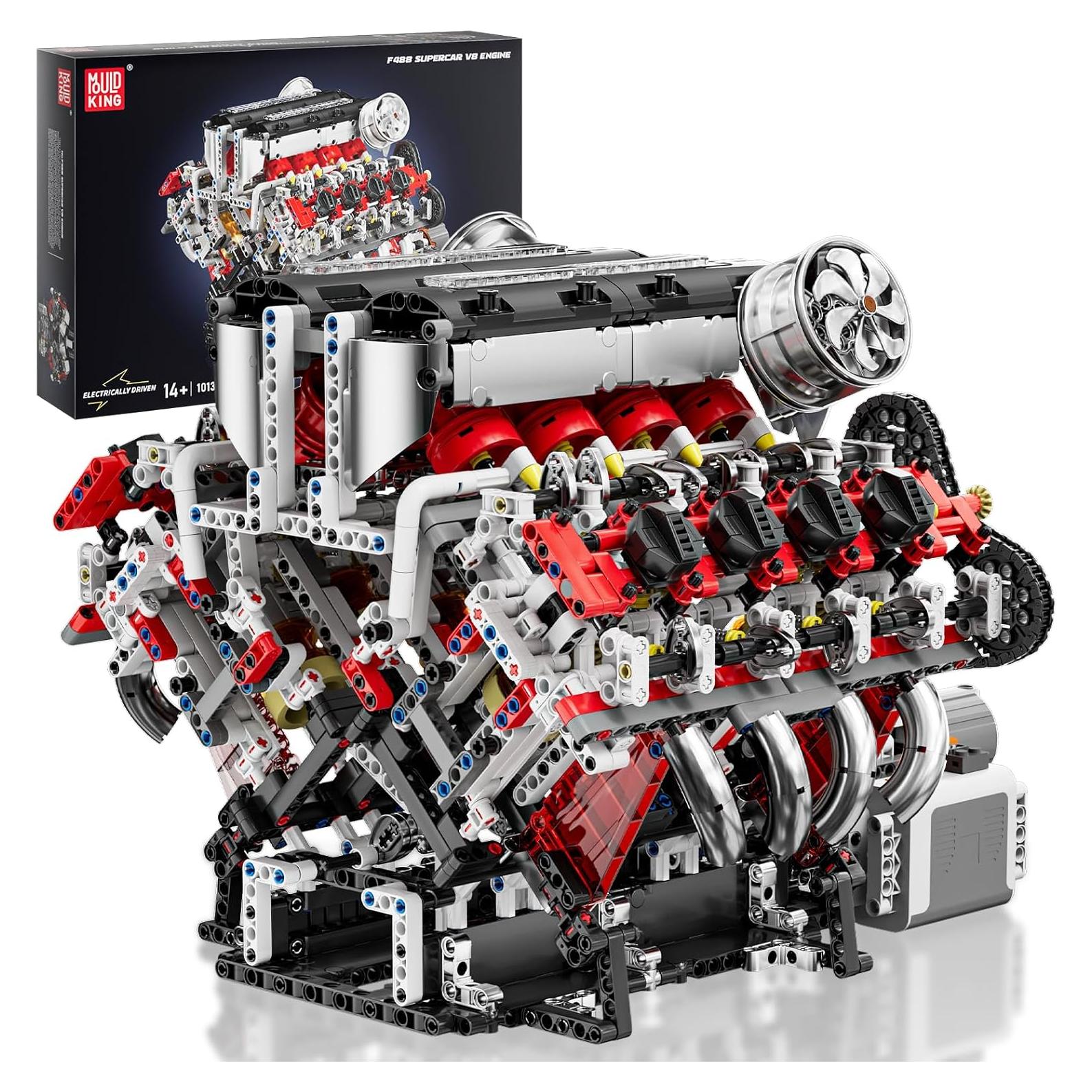 Mould King V8 Engine Toys Building Sets, Model Engine Kit for Adults, Engine MOC Scale Model with Motor, 10130 STEM DIY Building Kits That Works, Set for Aged 14+ (2718 Pieces)