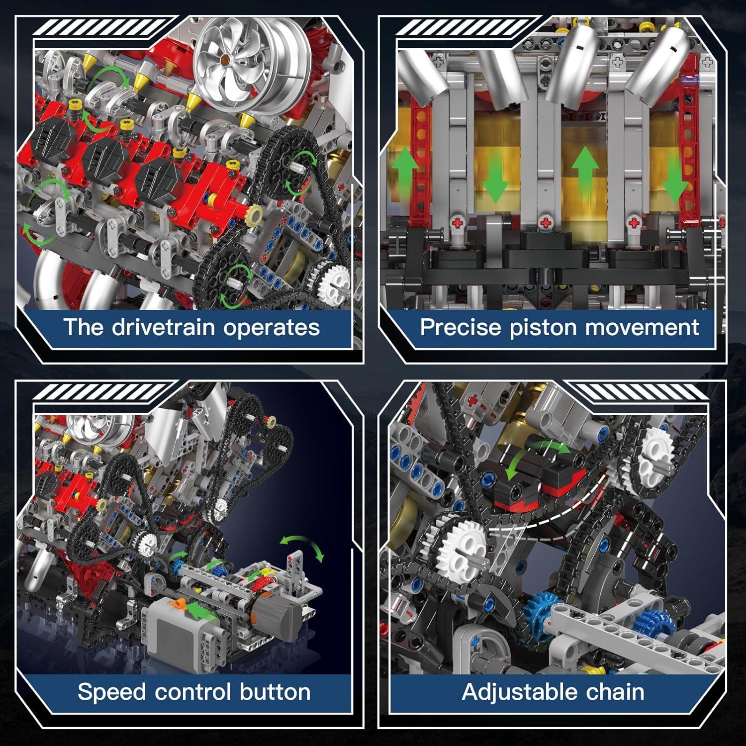 Mould King V8 Engine Toys Building Sets, Model Engine Kit for Adults, Engine MOC Scale Model with Motor, 10130 STEM DIY Building Kits That Works, Set for Aged 14+ (2718 Pieces)