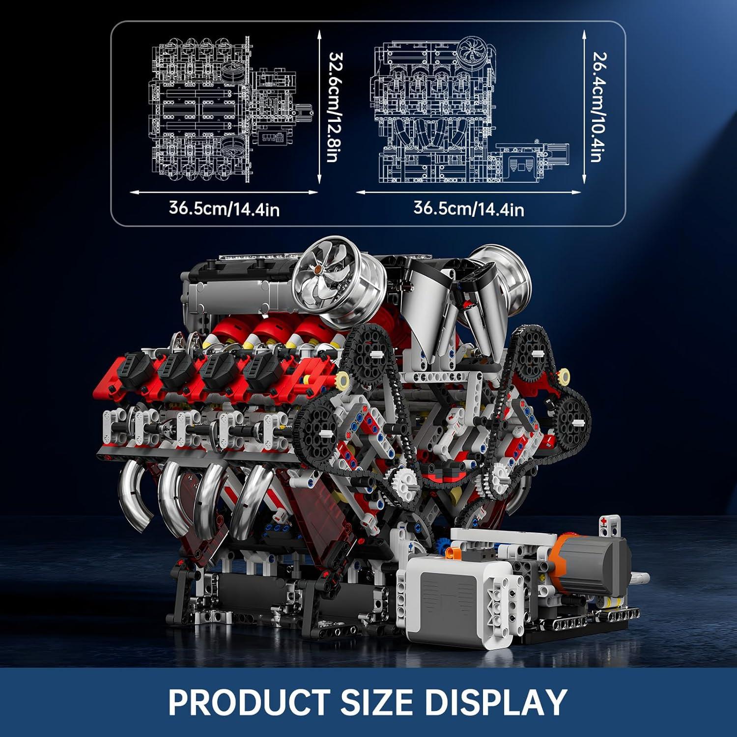 Mould King V8 Engine Toys Building Sets, Model Engine Kit for Adults, Engine MOC Scale Model with Motor, 10130 STEM DIY Building Kits That Works, Set for Aged 14+ (2718 Pieces)