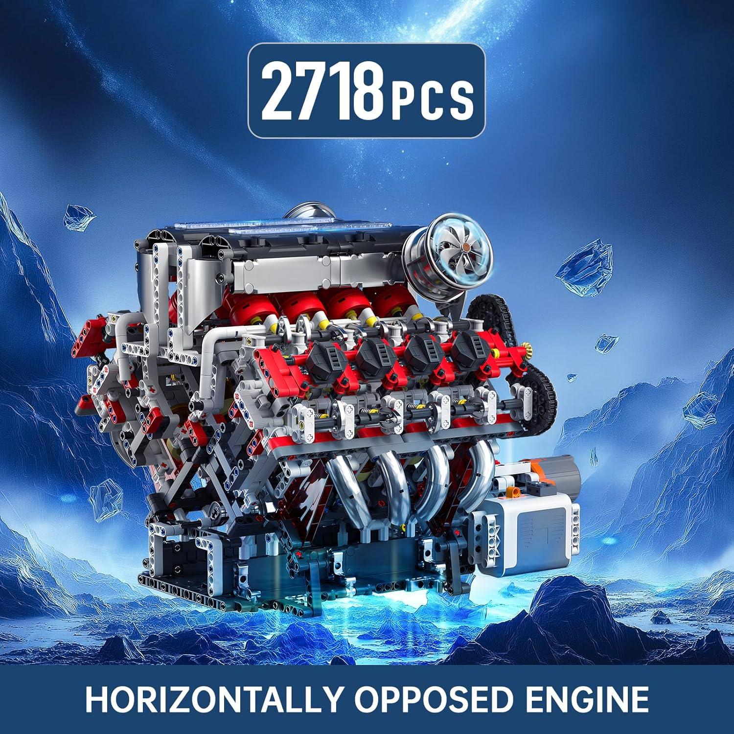 Mould King V8 Engine Toys Building Sets, Model Engine Kit for Adults, Engine MOC Scale Model with Motor, 10130 STEM DIY Building Kits That Works, Set for Aged 14+ (2718 Pieces)