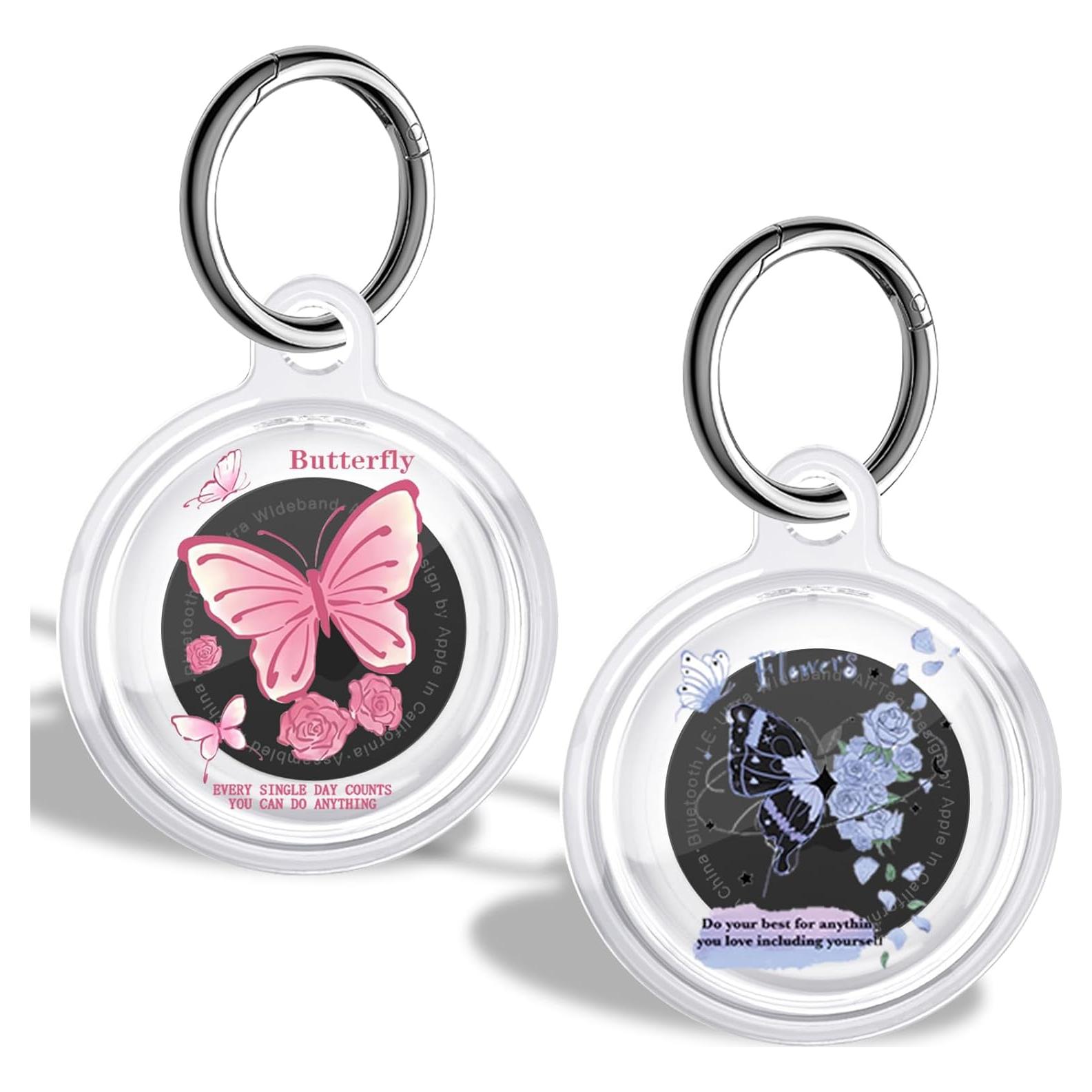 Estuche Protector CameCosy para AirTag Mariposa Azul/Rosa