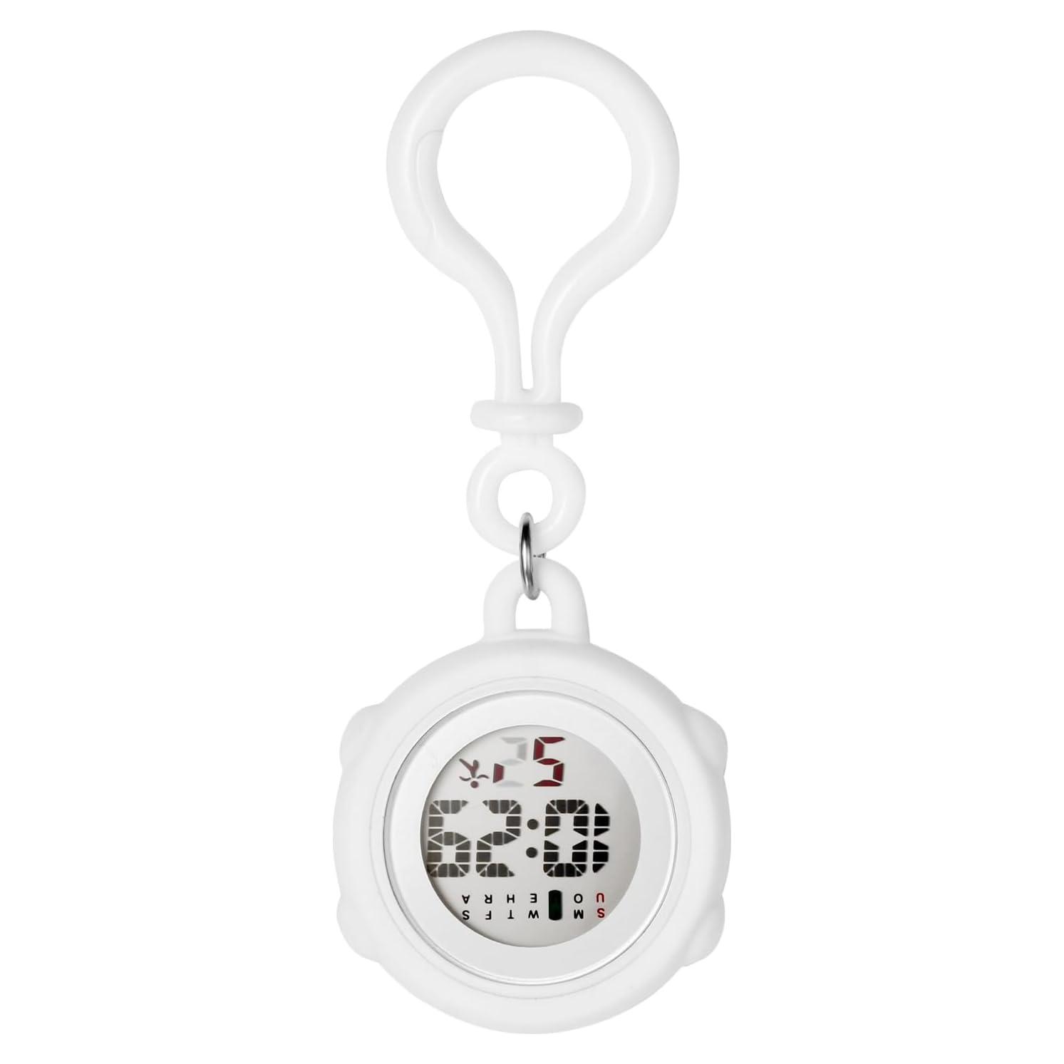 Reloj Digital Clip On JewelryWe - Blanco - Resistente al Agua