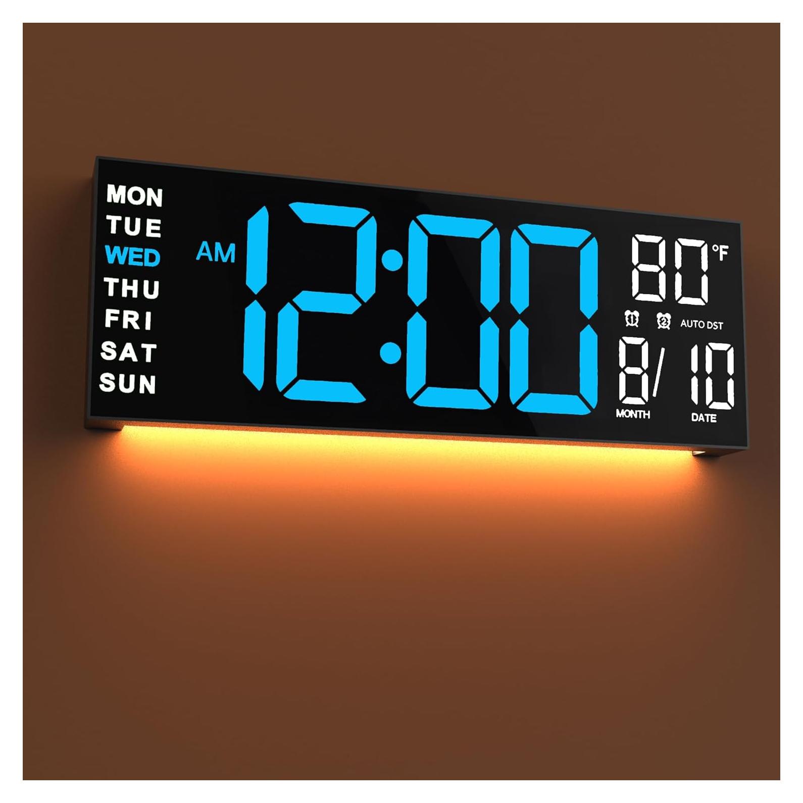 Reloj de Pared Digital JALL 16" LED RGB con Alarma y Temperatura