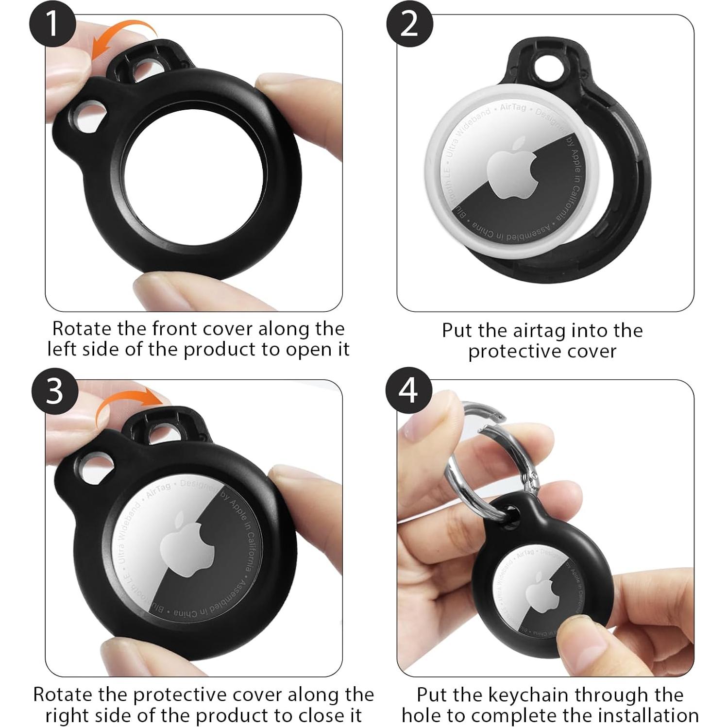 Funda de Silicona para Apple AirTag MVSSAT Negra con Llavero