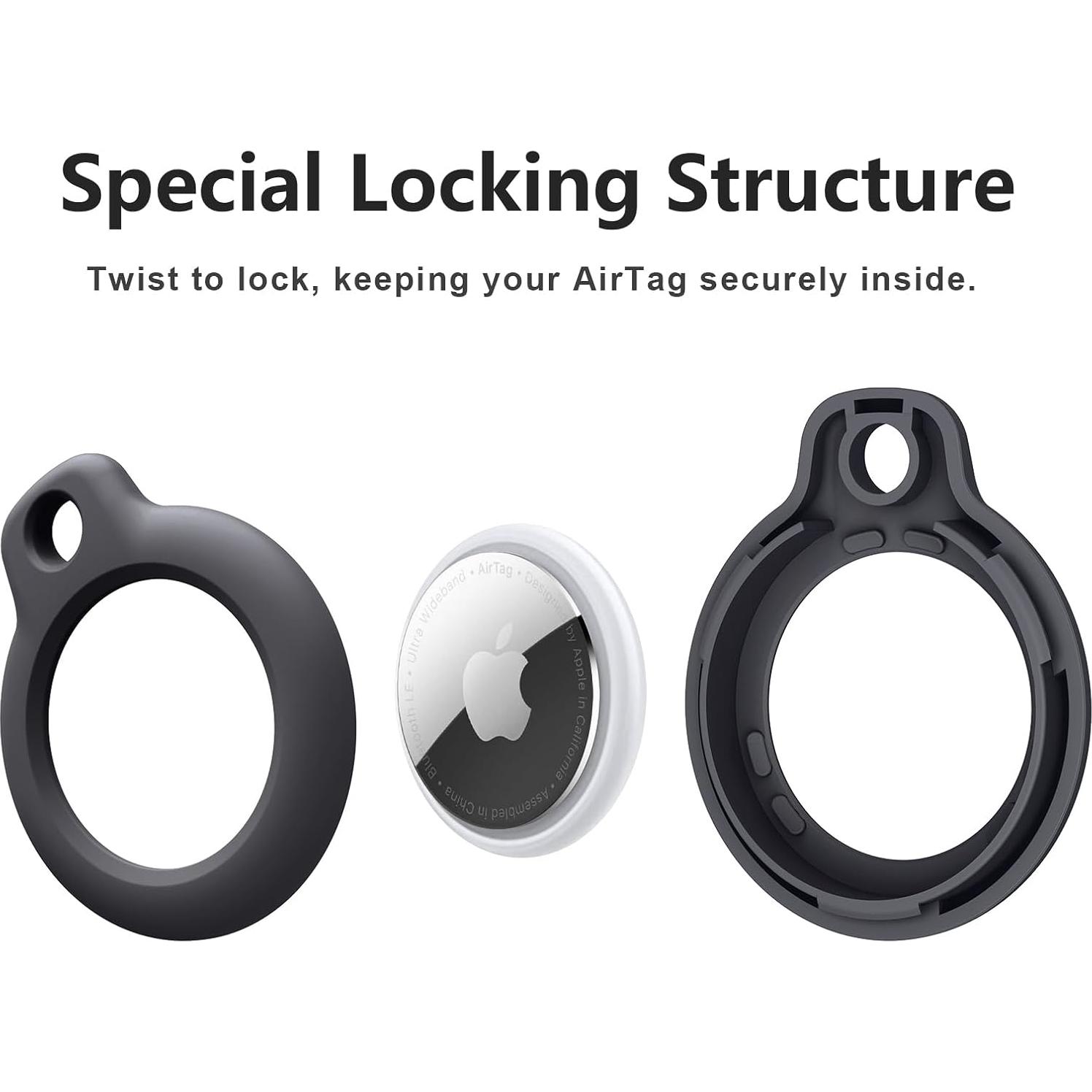 Funda de Silicona para Apple AirTag MVSSAT Negra con Llavero