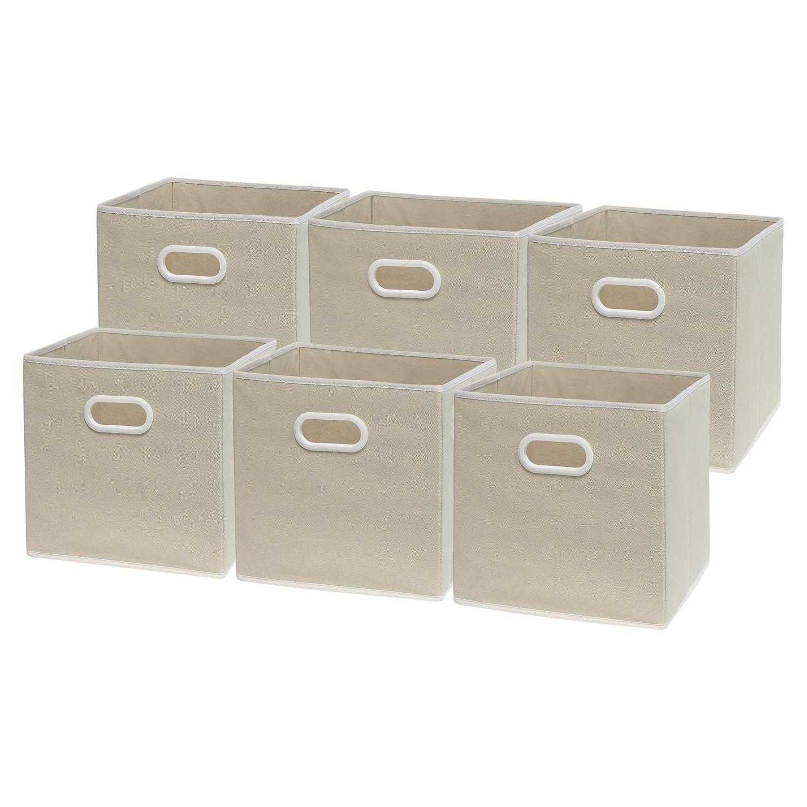 Cajas de Almacenamiento Plegables Simple Houseware 28 cm Beige - 6 Unidades