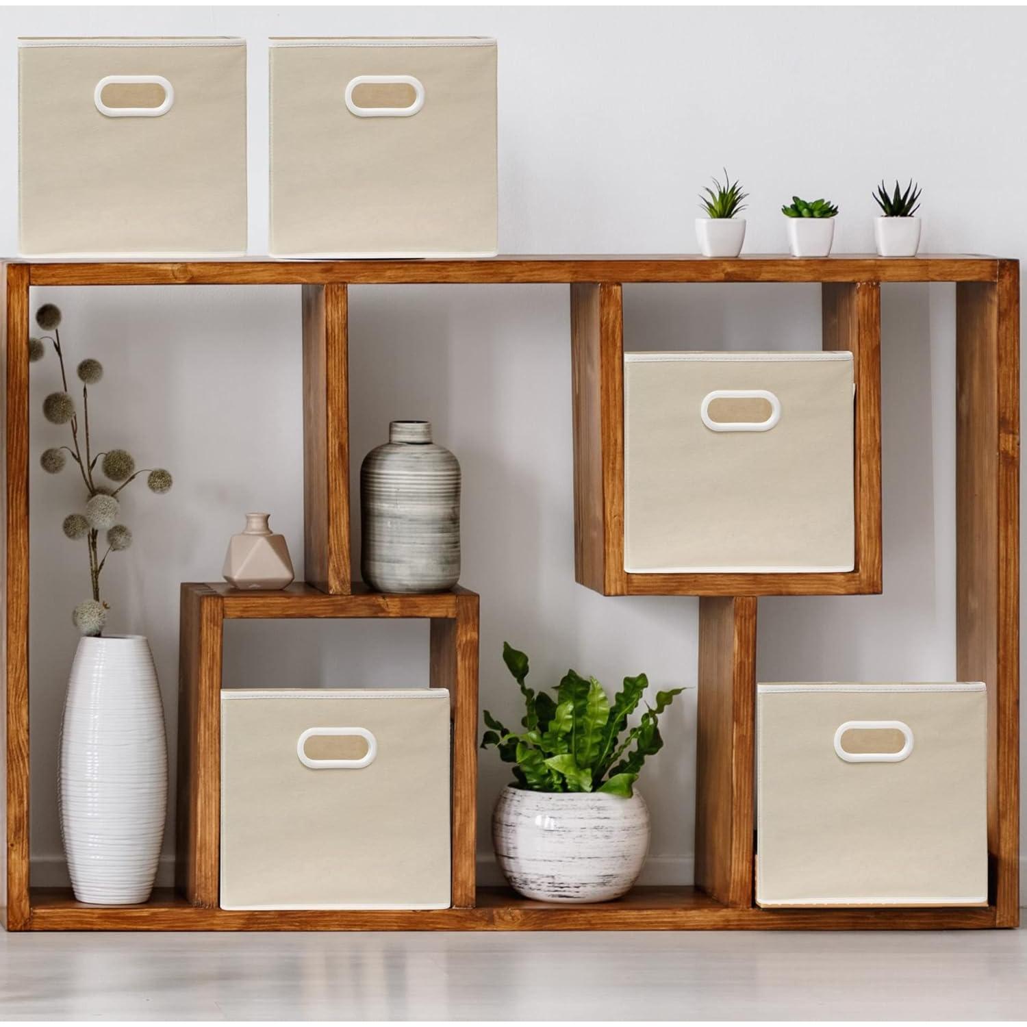 Cajas de Almacenamiento Plegables Simple Houseware 28 cm Beige - 6 Unidades