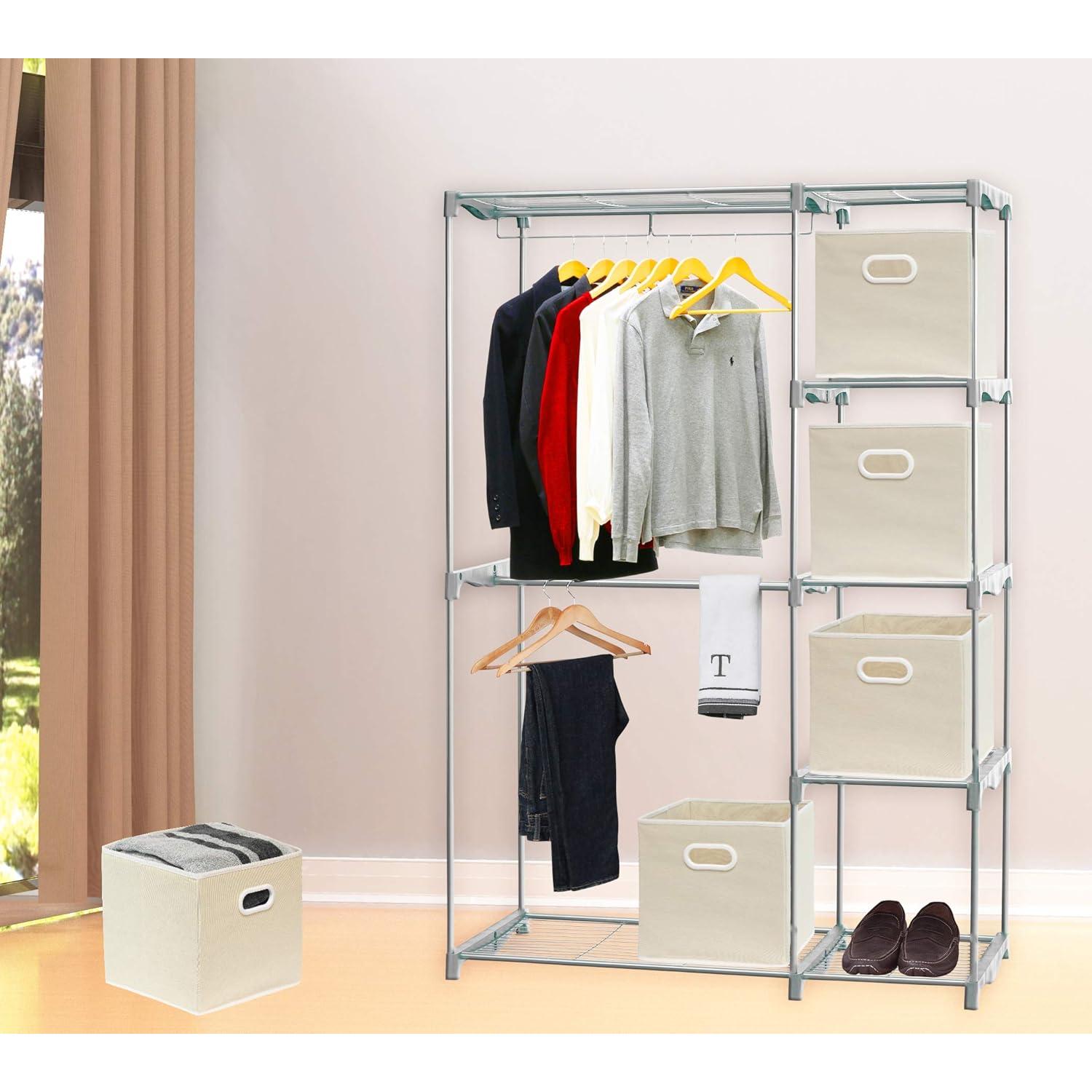 Cajas de Almacenamiento Plegables Simple Houseware 28 cm Beige - 6 Unidades