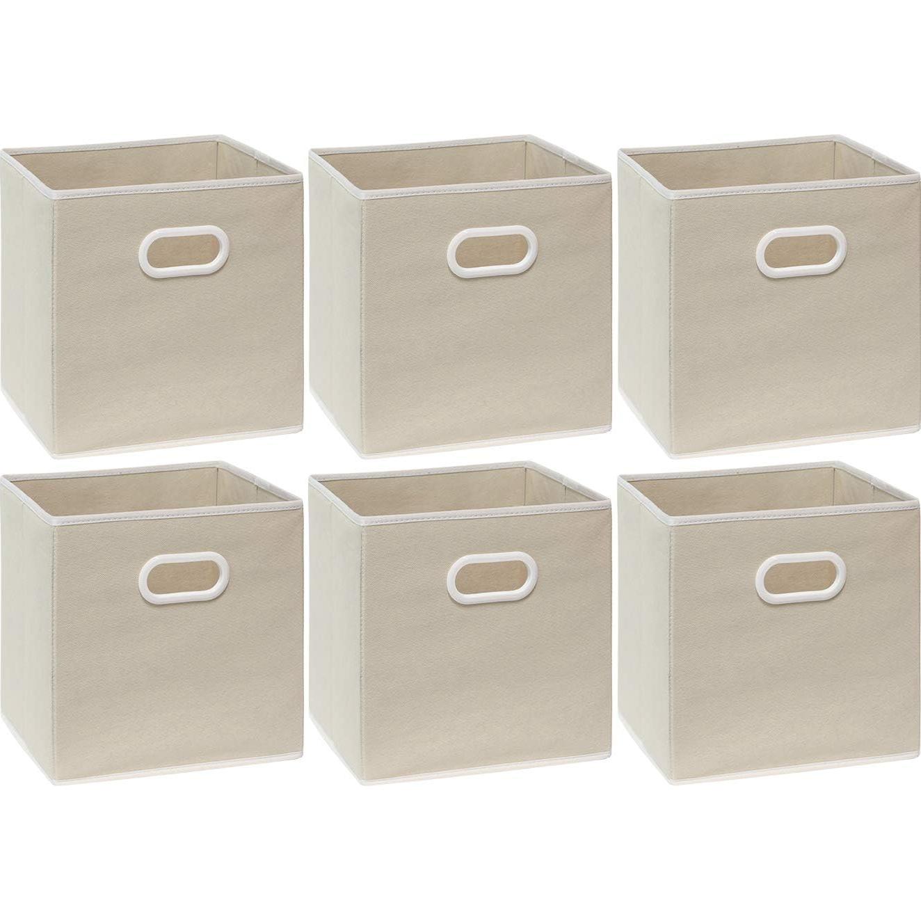 Cajas de Almacenamiento Plegables Simple Houseware 28 cm Beige - 6 Unidades