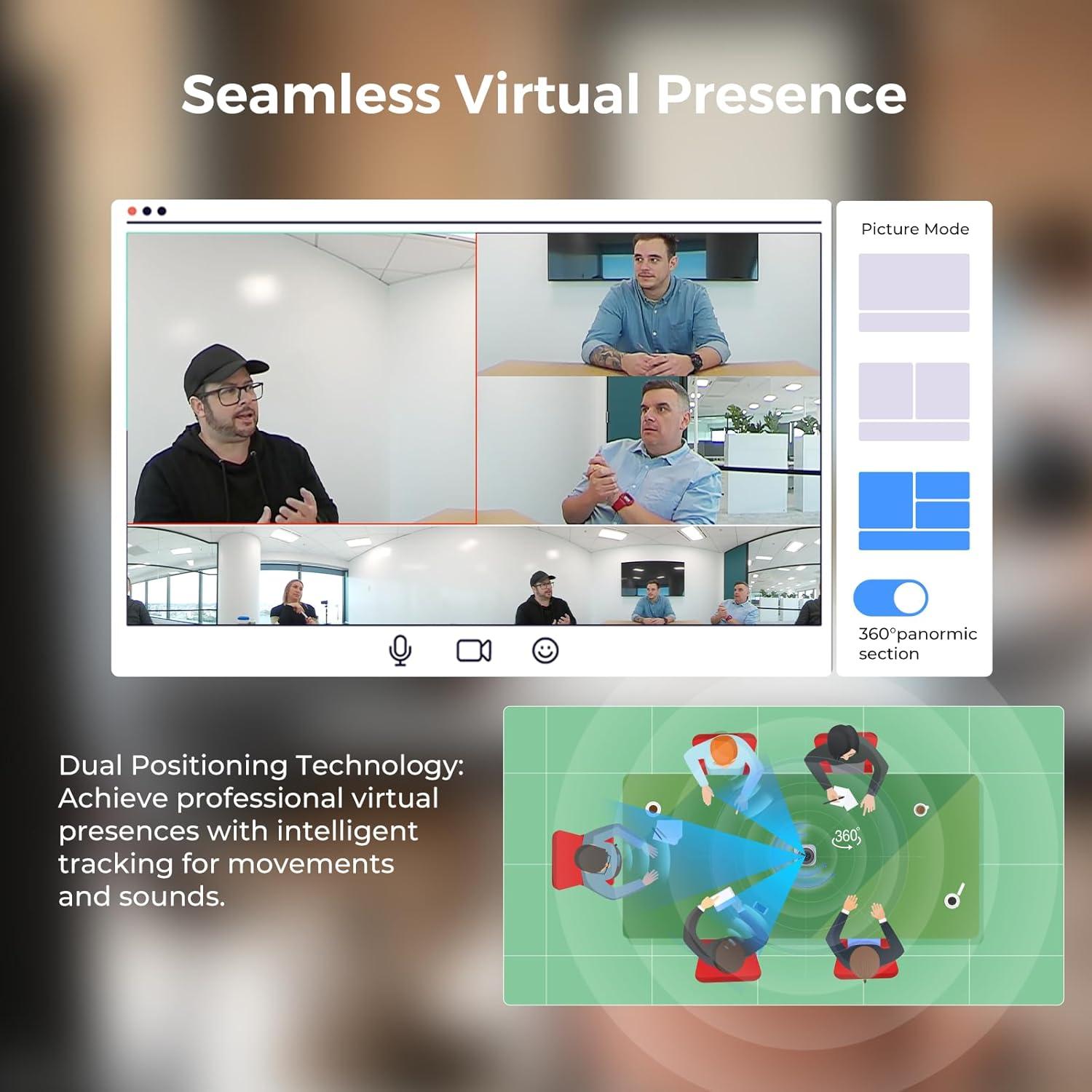Webcam COOLPO Huddle Pana 4K 360° con Micrófono y Altavoz