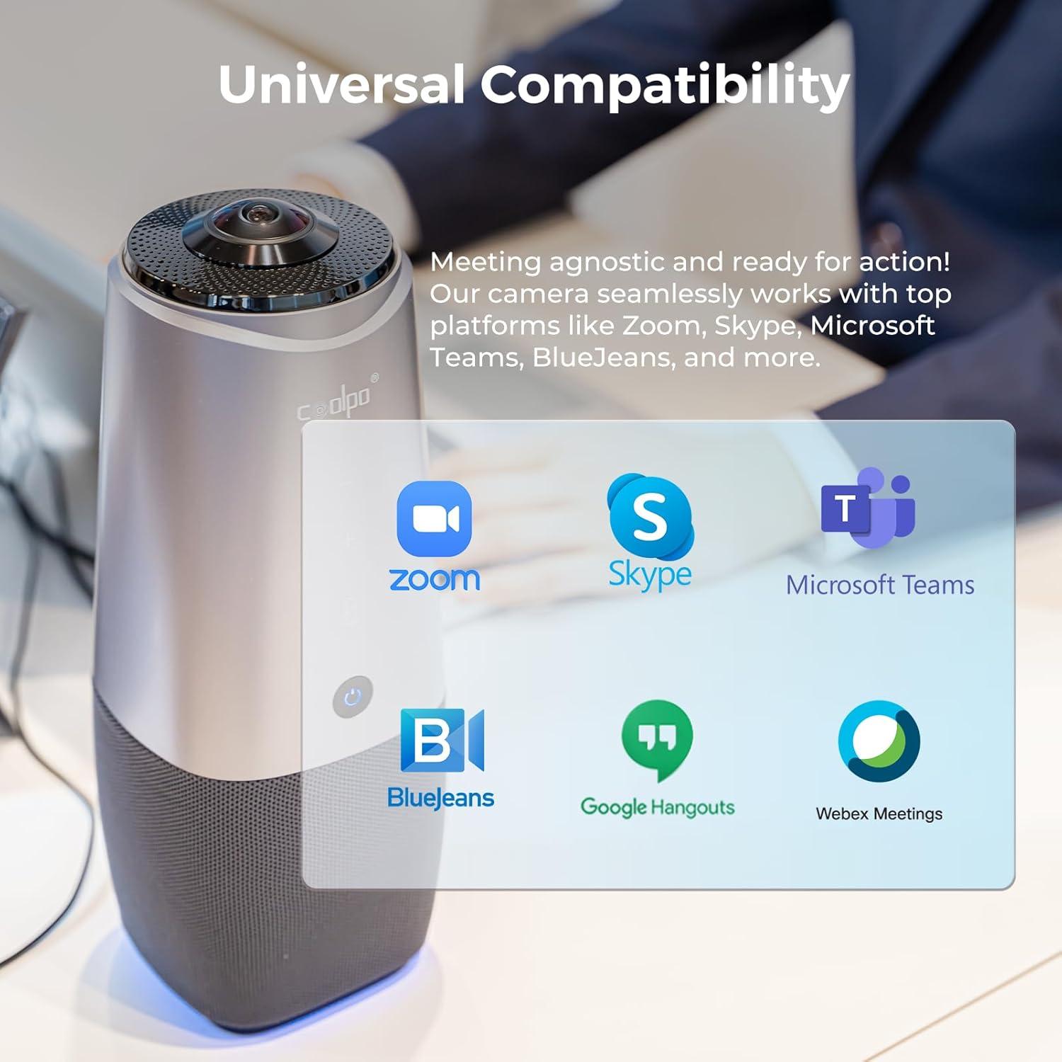 Webcam COOLPO Huddle Pana 4K 360° con Micrófono y Altavoz