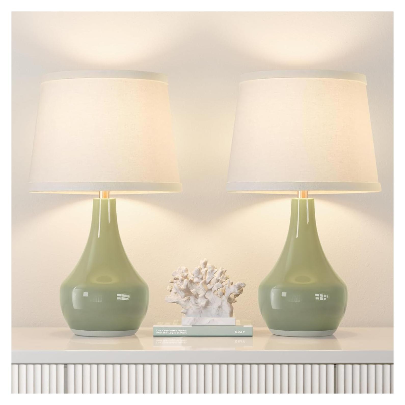 Juego de 2 Lámparas de Mesa Modernas Seealle Verde Salvia 49.3 cm