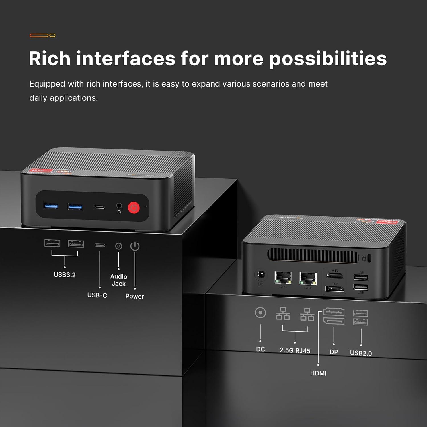 Mini PC BOSGAME P4 Ryzen 7 5825U 32GB 1TB Triple Pantalla 4K