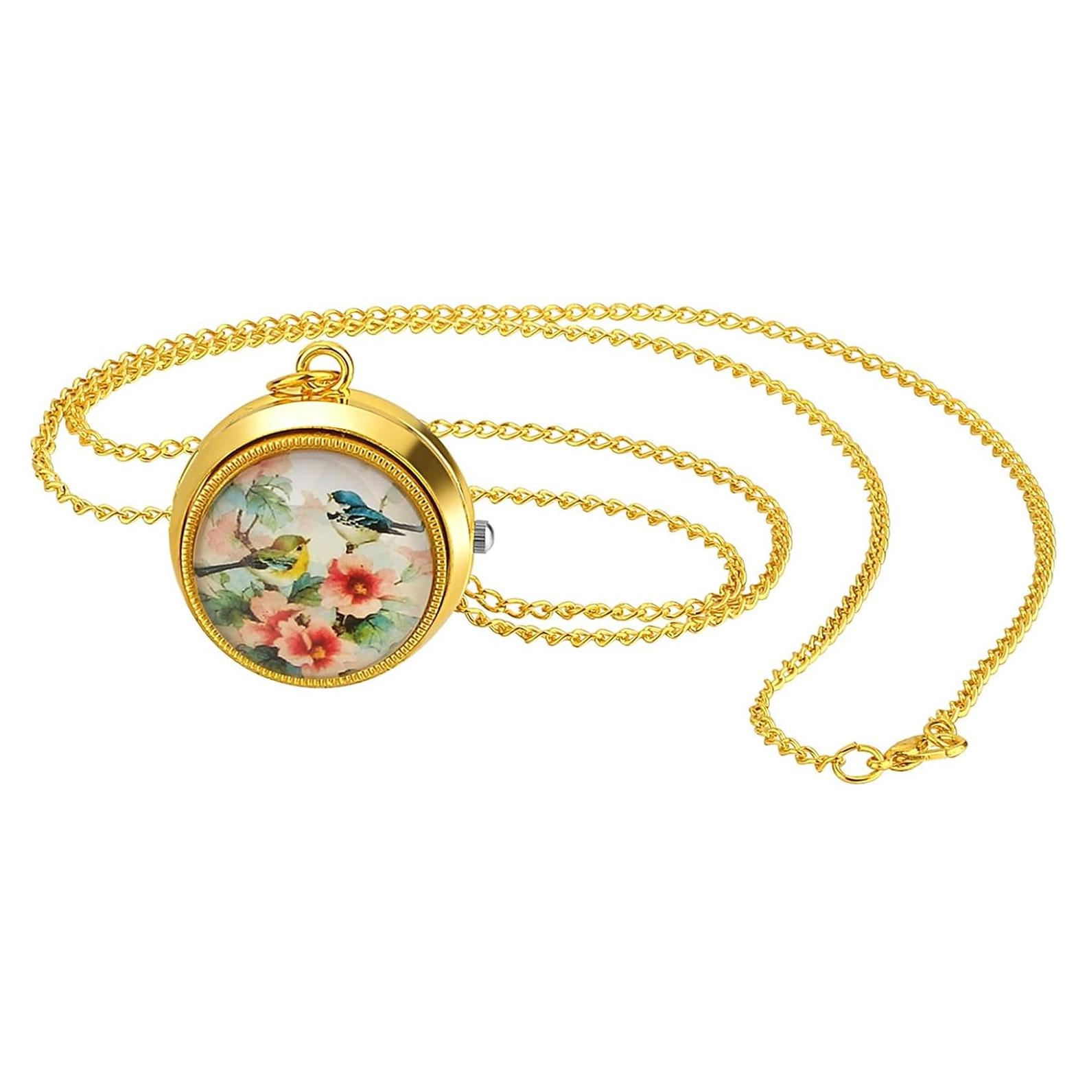 Reloj de bolsillo JewelryWe JW306P - Cuarzo dorado vintage