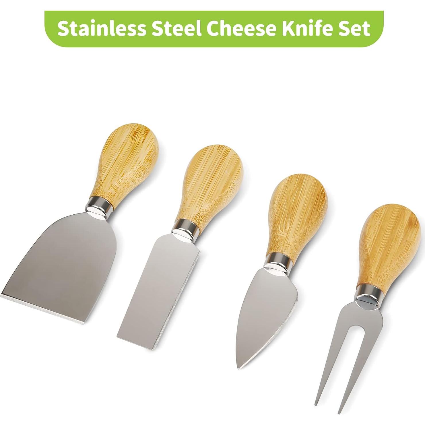 Tabla de Queso Secura de Bambú Natural con Cuchillos 35.6x27.9cm